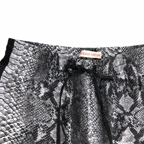 Rebecca Taylor snakeskin print track pants joggers black gray trousers pull-on 0 - Picture 8 of 15